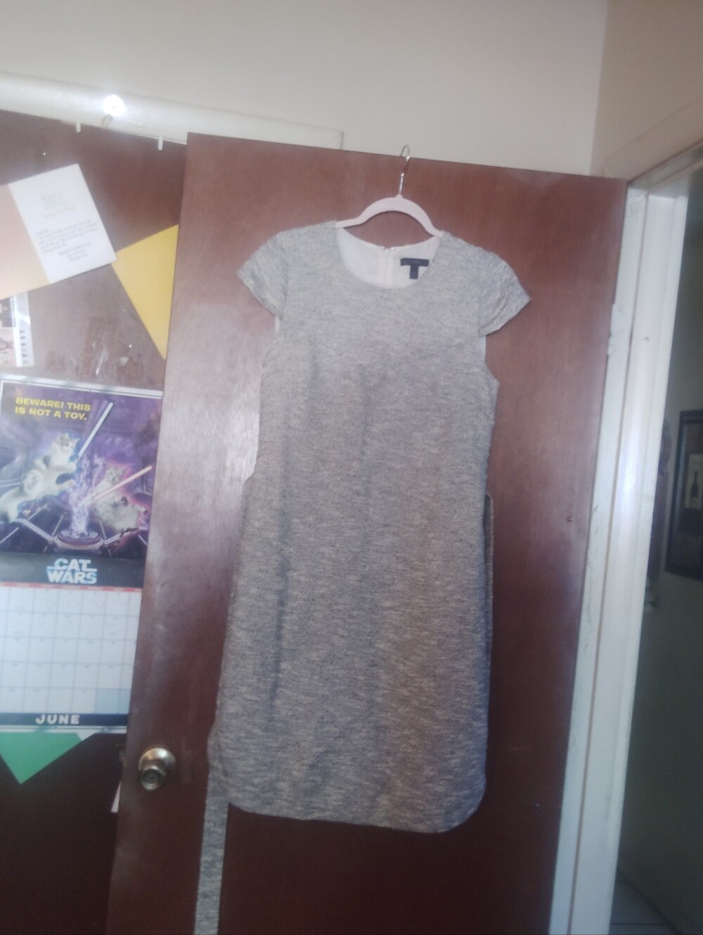 J.CREW Grey Cap Sleeve Tweed Dress - Size 8 - Picture 5 of 11